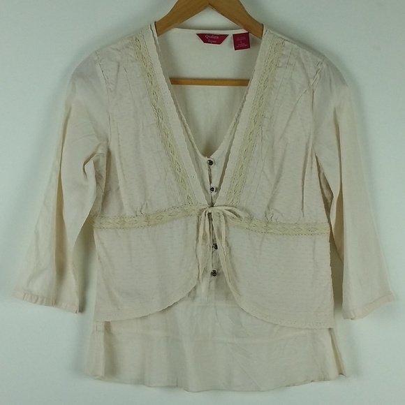 Quizz Bizaar Lacey Layered Blouse - Picture 1 of 7